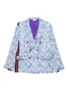 Pierre-louis Mascia Stripe-detail Paisley-print Jacket In Blue