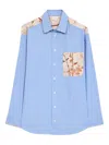 Pierre-louis Mascia Light Blue Striped And Floral Shirt In Blue