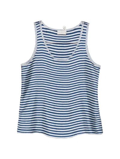 Pierre-louis Mascia Pierre Louis Mascia Ribbed Tank Top With Stripes In Animal Print