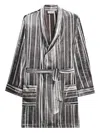 Pierre-louis Mascia Striped Velvet Robe In Black