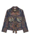 Pierre-louis Mascia Tapestry-pattern Belted Jacket In Blue