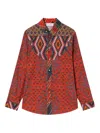 Pierre-louis Mascia Teslabio Geometric-pattern Yoke Shirt In Red