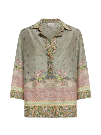 Pierre-louis Mascia Tetris Floral-pattern Paisley-motif Shirt In Green