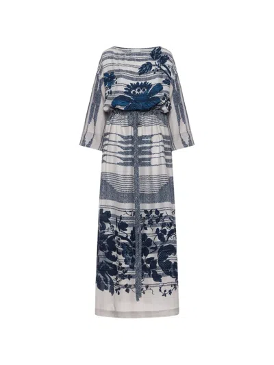 Pierre-louis Mascia Pierre Louis Mascia Printed Silk Dress In Blue