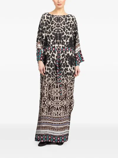 Pierre-louis Mascia Pierre Louis Mascia Printed Silk Dress In Neutral