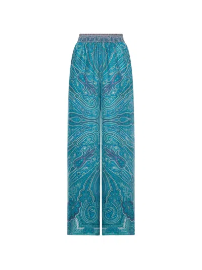 Pierre-louis Mascia Tetris Paisley Elastic Palazzo Pants In Blue