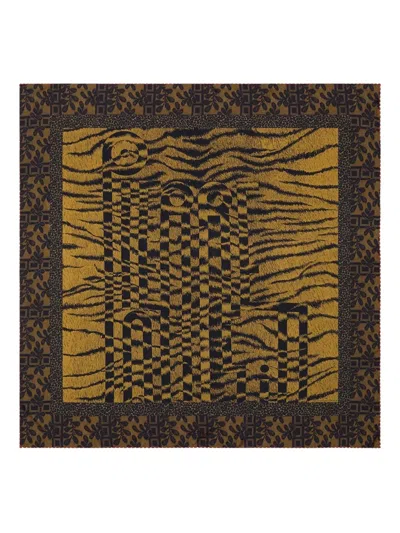 Pierre-louis Mascia Tiger-pattern Scarf In Brown