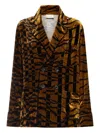 Pierre-louis Mascia Tiger-print Double-breasted Jacket In Brown
