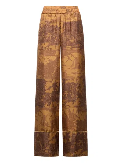 Pierre-louis Mascia Toile-print Elastic-waist Trousers In Burgundy