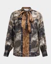Pierre-louis Mascia Toile-print Silk Blouse In Green