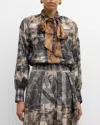 Pierre-louis Mascia Toile-print Silk Blouse In White  Black Multi 513568/101