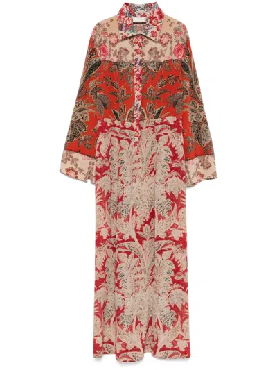 Pierre-louis Mascia Pierre Louis Mascia Printed Silk Maxi Dress In Brown