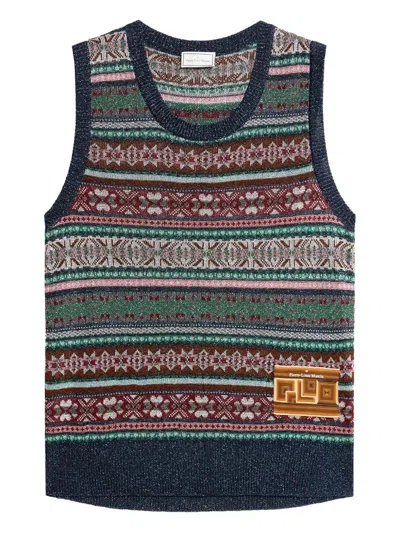 Pierre-louis Mascia Tricot Geometric-pattern Vest In Green