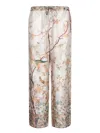 Pierre-louis Mascia Floral Embellished Beige Trousers With Relaxed Fit In Beige