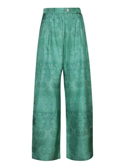 Pierre-louis Mascia Floral Wide-leg Trousers In Green