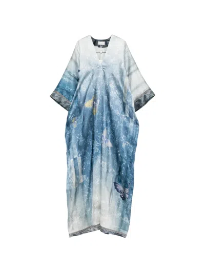 Pierre-louis Mascia Pierre Louis Mascia Printed Silk Dress In Blue