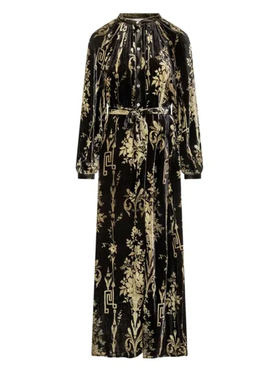 PIERRE-LOUIS MASCIA VELVET FLORAL-PRINT MAXI DRESS