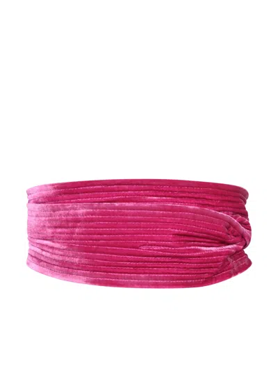 Pierre-louis Mascia Velvet Fuxia Belt In Pink