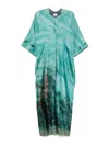 Pierre-louis Mascia Pierre Louis Mascia Printed Silk Long Dress In Blue
