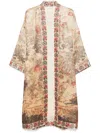 Pierre-louis Mascia Pierre Louis Mascia Wiil And Silk Printed Kimono In Beige