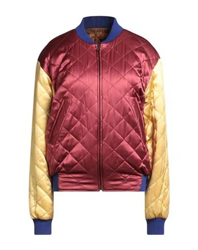 Pierre-louis Mascia Woman Jacket Burgundy Size Xs Polyester, Silk, Cotton In Multi