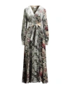 Pierre-louis Mascia Woman Maxi Dress Light Grey Size L Viscose, Silk In Multi