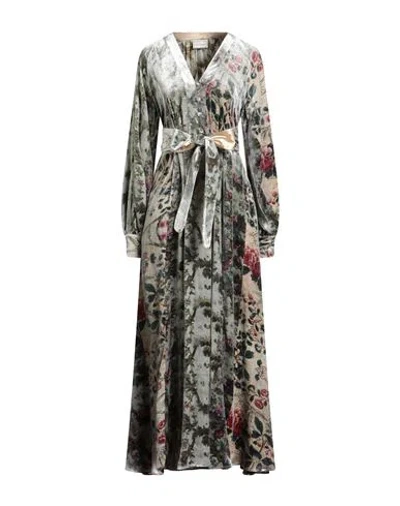 Pierre-louis Mascia Woman Maxi Dress Light Grey Size L Viscose, Silk In Multi