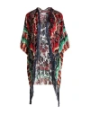 Pierre-louis Mascia Woman Overcoat & Trench Coat Tomato Red Size Onesize Viscose, Silk In Multi