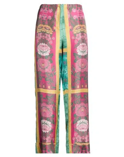 Pierre-louis Mascia Woman Pants Green Size L Silk In Multi