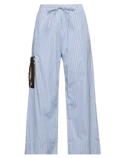 Pierre-louis Mascia Woman Pants Sky Blue Size S Cotton, Silk