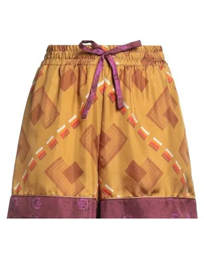 Pierre-louis Mascia Woman Shorts & Bermuda Shorts Mustard Size M Silk