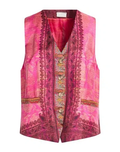 Pierre-louis Mascia Woman Tailored Vest Fuchsia Size L Silk In Pink