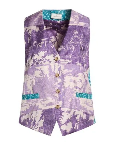 Pierre-louis Mascia Woman Tailored Vest Purple Size M Silk
