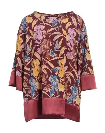 Pierre-louis Mascia Woman Top Garnet Size M Silk, Elastane In Multi