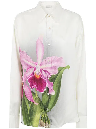 Pierre-louis Mascia Pierre Louis Mascia Women Printed Silk Twill Shirt In White