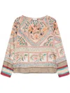 Pierre-louis Mascia Pierre Louis Mascia Printed Silk Blouse In Beige