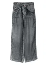 Pierre-louis Mascia Pierre Louis Mascia Denim Print Silk Trousers In Gray