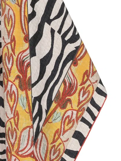 Pierre-louis Mascia Zebra-print Floral Scarf In Burgundy