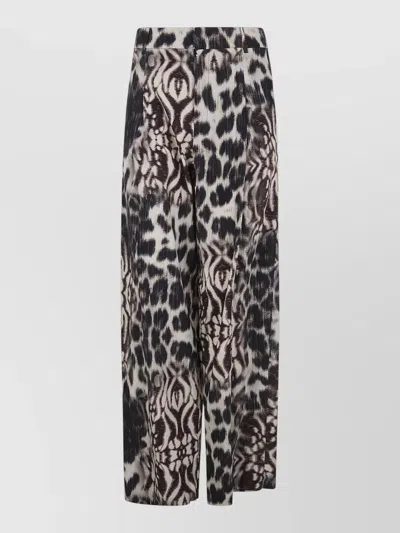Pierre Louise Mascia Adanastr Animal Print Tailored Trousers Belt Loops In Brown