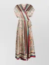 Pierre Louise Mascia Adanastr Maxi Wrap Dress With Belted Waist In Multi