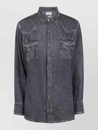 Pierre Louise Mascia Aloe Shirt Long Sleeves Button Cuffs Pockets In Gray