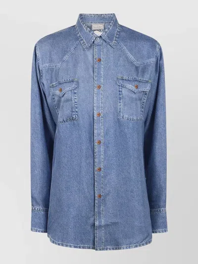 Pierre Louise Mascia Aloe Shirt Long Sleeves Chest Pockets In Blue