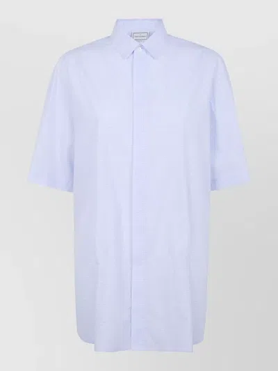 Pierre Louise Mascia Aloe Short Sleeve Collared Patterned Shirt In Blue