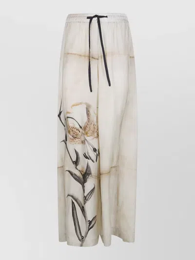 Pierre Louise Mascia Aloe Wide Leg Floral Pattern Trousers In Neutral