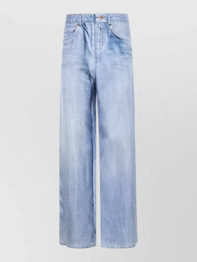 Pierre Louise Mascia Aloe Wide Leg Trousers Five Pockets In Blue