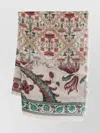 Pierre Louise Mascia Cashmere Scarf With Floral Pattern And Fringed Edges