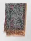 Pierre Louise Mascia Cashmere Scarf With Floral Pattern And Fringed Edges