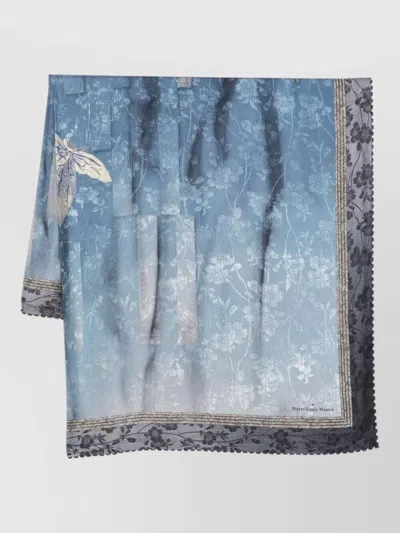 Pierre Louise Mascia Cialda Scarf Butterfly Floral Motif In Multi