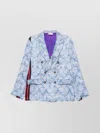 Pierre Louise Mascia Double Breasted Blazer Striped Detail In Blue