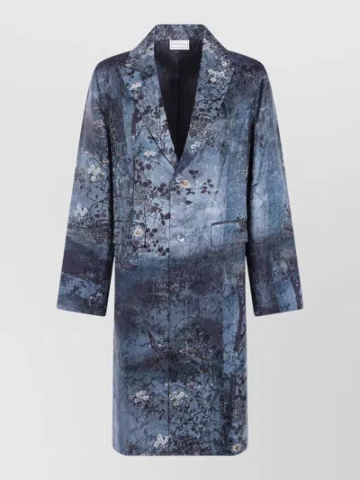 Pierre Louise Mascia Dox Floral Single Breasted Mid Length Jacket In Blue
